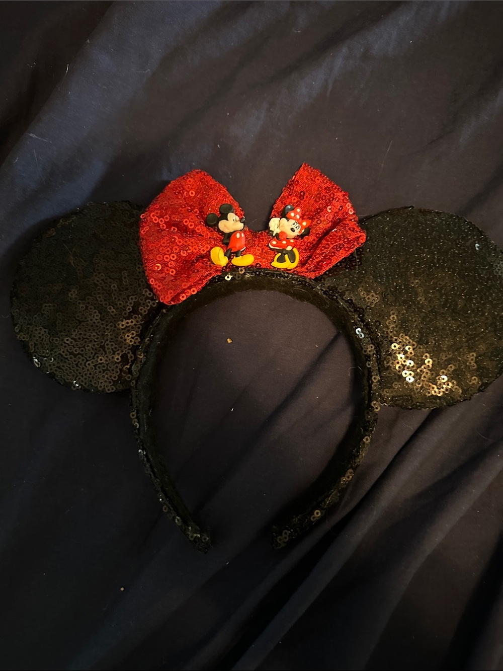 Minnie Mouse Sequin Ears Headband - Black and Red